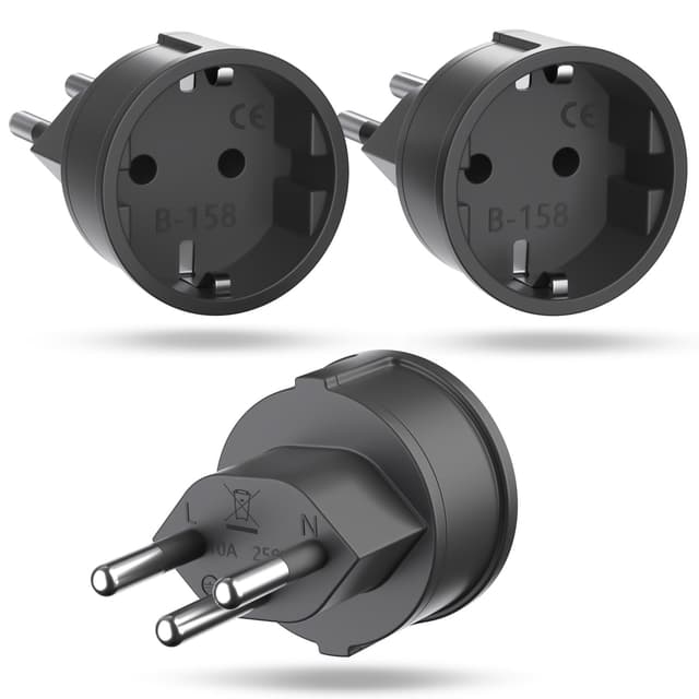 Oliveria Reiseadapter, 3 Stück DE auf Schweiz Adapter/EU auf Schweiz Reiseadapter/Schweiz Reisestecker Steckdosenadapter Schwarz 🌍🔌