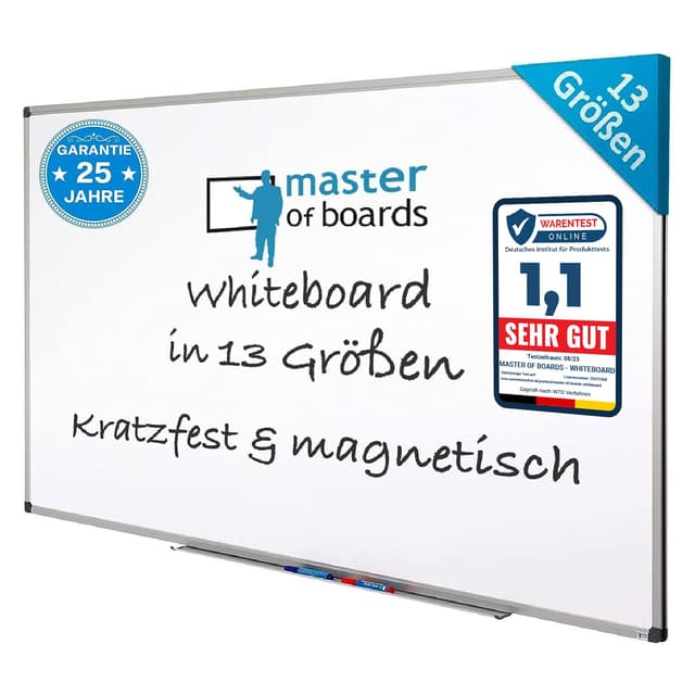 MOB Magnetisches Whiteboard 90x60cm mit Alurahmen und abnehmbare Stiftablage