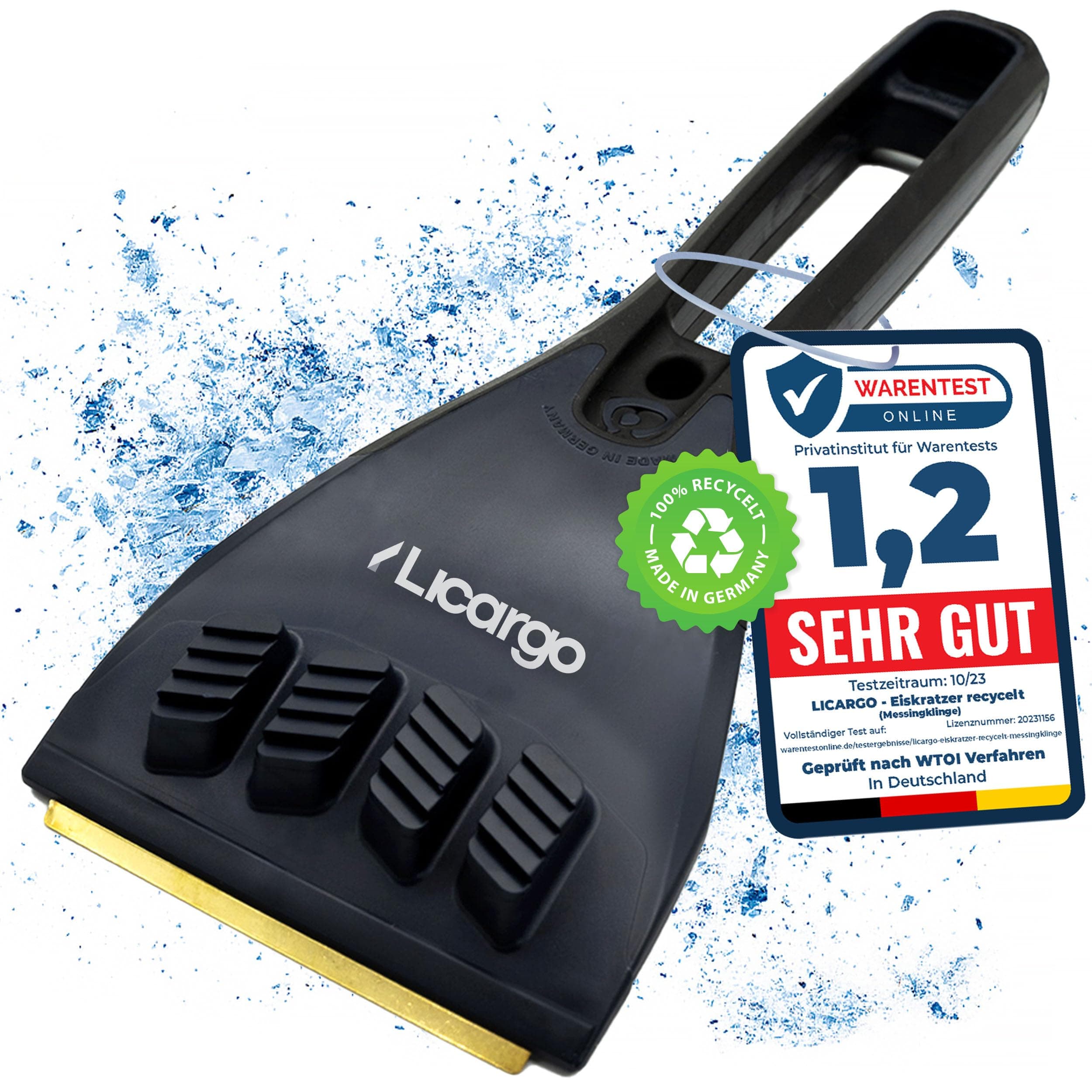 🌬️ LICARGO® Eiskratzer mit Messingklinge [Made in Germany] - Ice Breaker aus 100% recyceltem Kunststoff