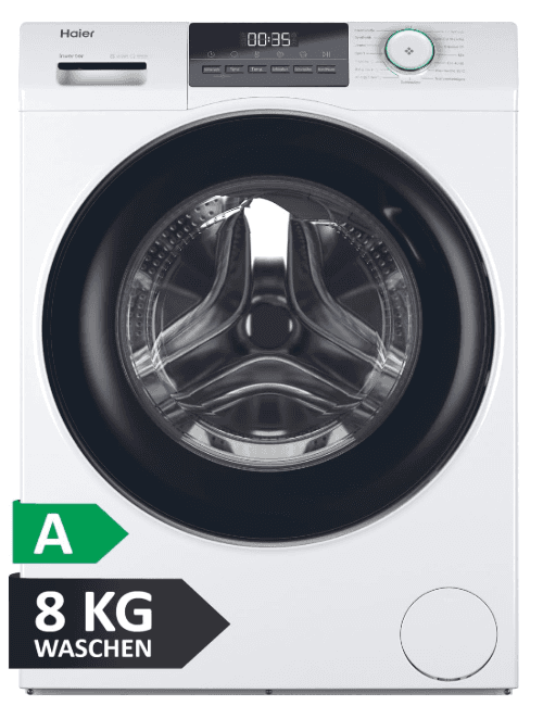 Haier Frontlader Waschmaschine 8kg I I-PRO SERIE 1 HW80-BP14929 I Washing Machine mit A-Effizienz, 1.400 U/Min. & sparsamem Inverter-Motor I Inkl. Refresh- sowie Expressprogramm und Mengenautomatik