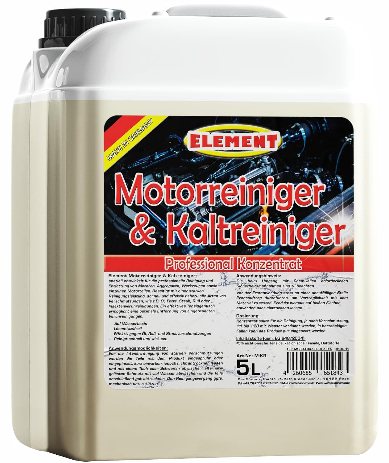 🚗🛠️ Element 5 Liter Motorkaltreiniger Kaltreiniger Motorreiniger | Sparsames Konzentrat