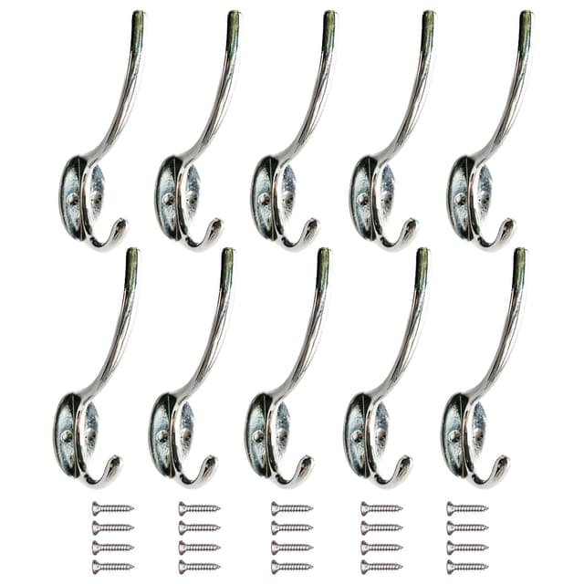 🌟 Angebot! QUOZUO 10 Stück Kleiderhaken Doppelt Wandhaken Silber 🌟