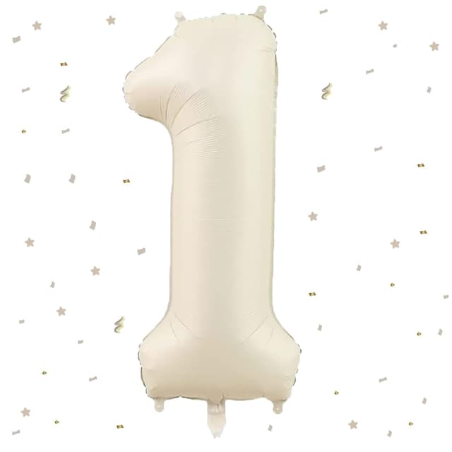 🎈 Beige Zahlenballon 1 & Creme Folienballon 40 Zoll + Sandweiß Zahlenballon 101cm 🎉