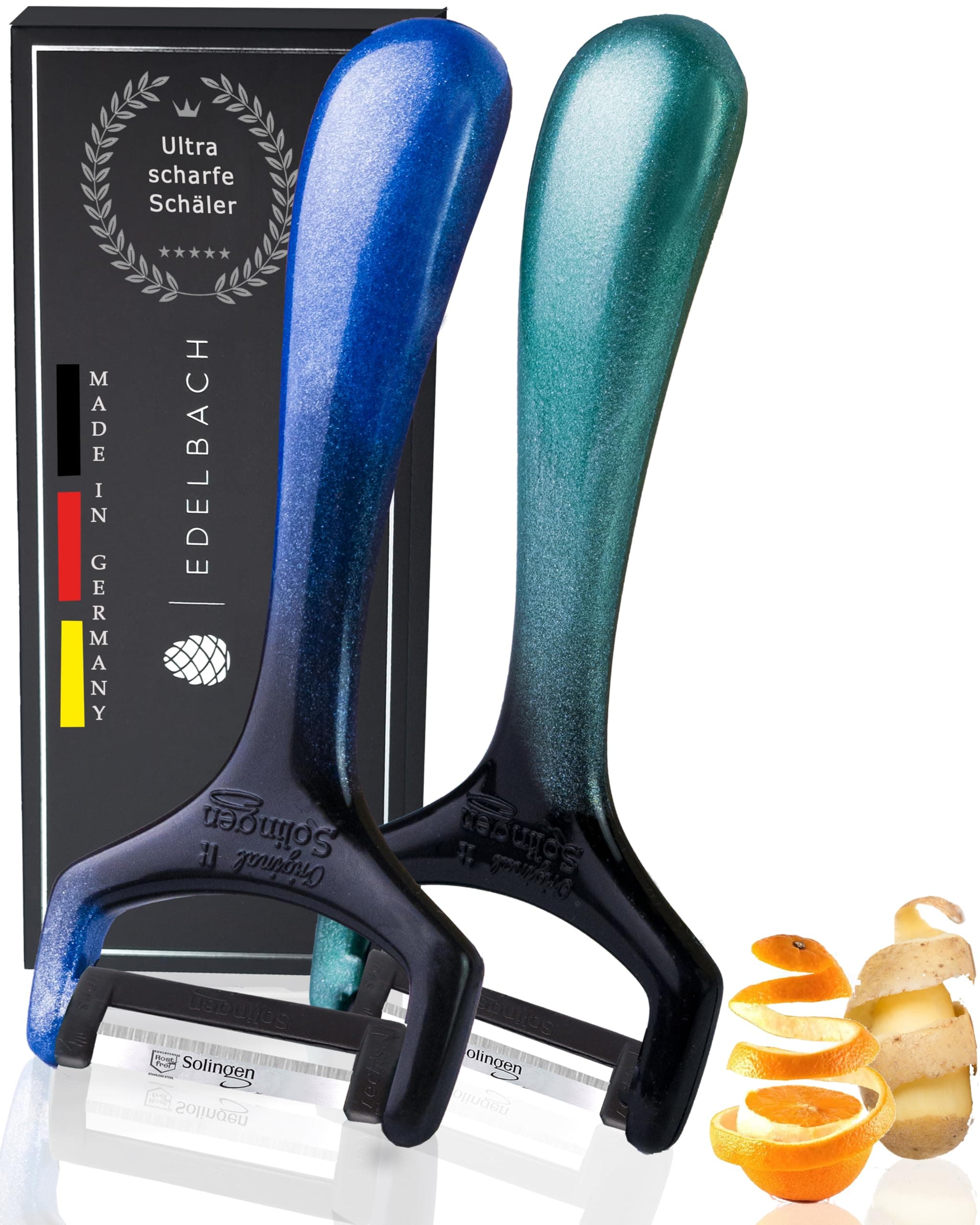 🔪 Edelbach Solingen | 2x Sparschäler Messerset 🥔🥕🔪