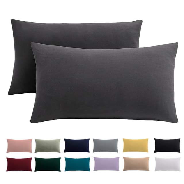 🌟 2er Set Kissenbezug 40x80 Anthrazit - 100% Mikrofaser Kissenhülle mit Reißverschluss 🛌