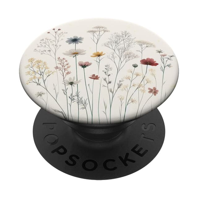 🌸 Wildblumen Blume PopSockets Pop-Griff (PopSocket) Schwarz Geblümt Klebender Phone-Grip CELL_PHONE_GRIP Kunststoff Adhesive