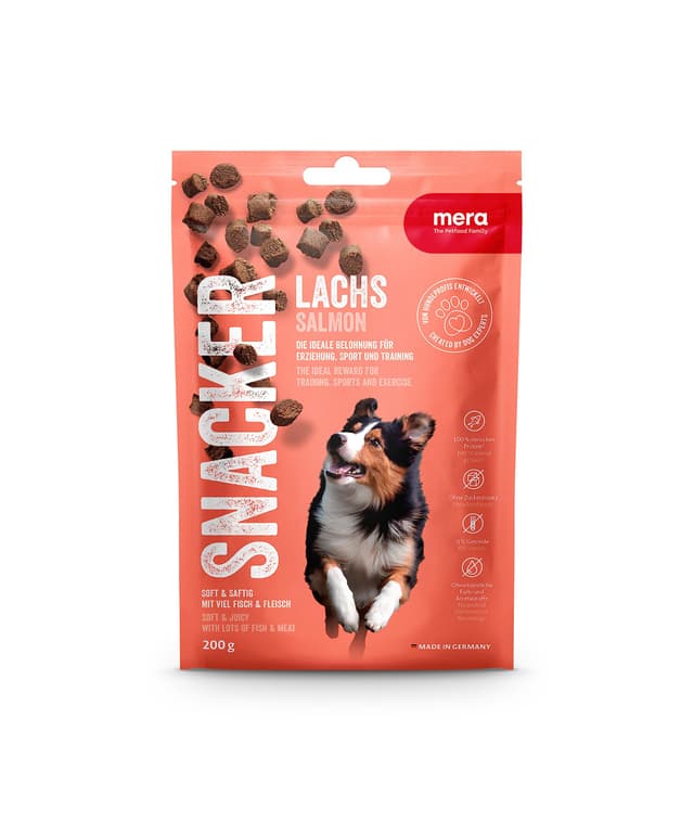 🐟🐶 MERA Snacker Lachs (1x200g) | Getreidefrei | Hundeleckerli für Training