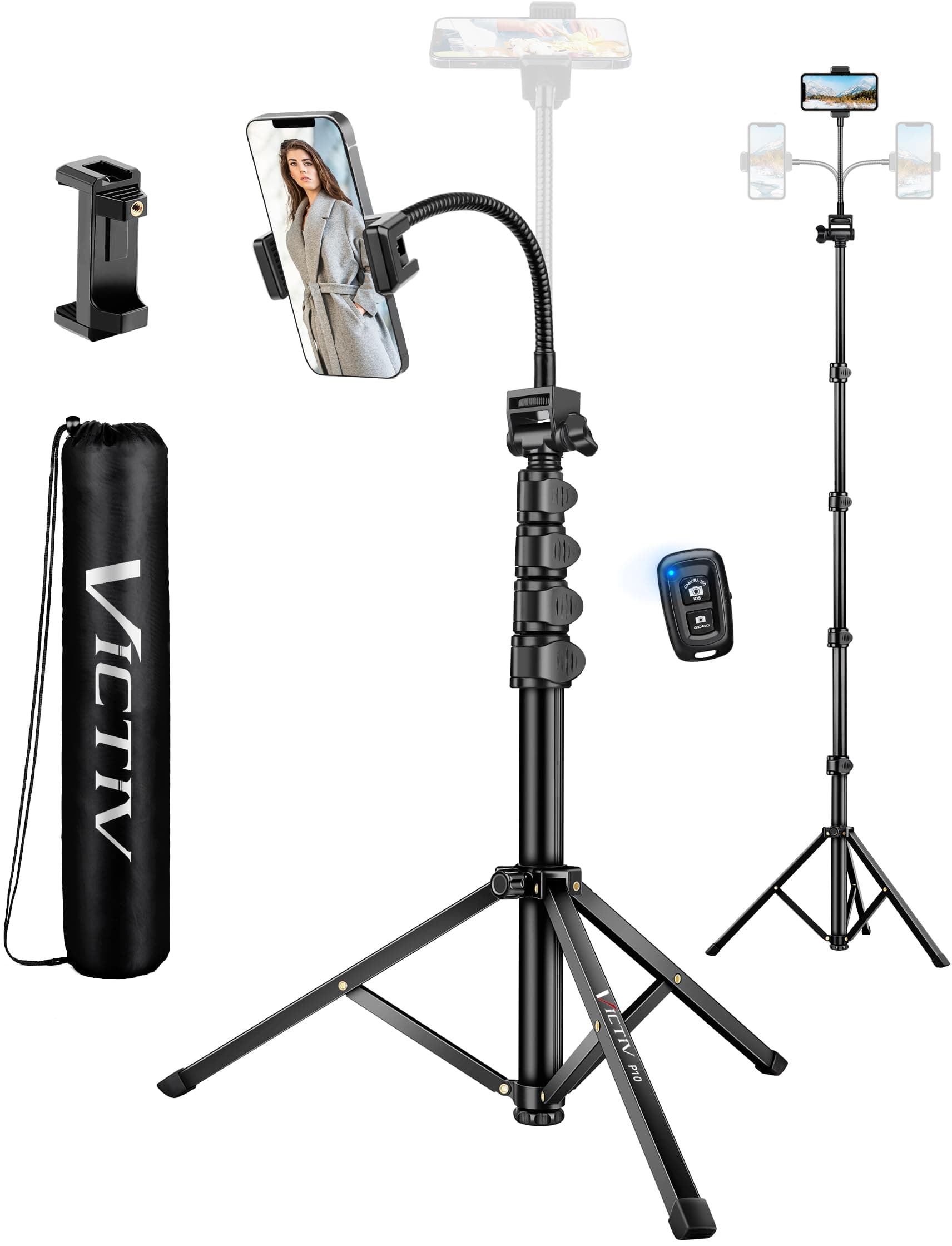 📸🎥 Victiv 197cm Hoch Handy Stativ mit Flexibel Overhead Smartphone Stativ 📱📷