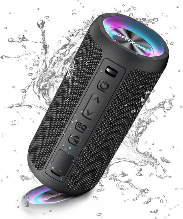 Ortizan Bluetooth Lautsprecher mit Licht, Musikbox Tragbarer Bluetooth Box mit IPX7 wasserdicht 🎶🔊