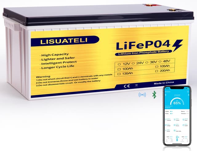 🔋 LISUATELI Bluetooth 12V 200Ah LiFePO4 Batterie mit 200A BMS