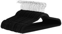👔👗🧥Amazon Basics Schmale und rutschfeste Kleiderbügel für Hemden/Anzug/Kostüm, 50er-Pack, Schwarz Schwarz 50er-Pack ohne Krawattenhalter - Angebot Angebot bei HelloDeals