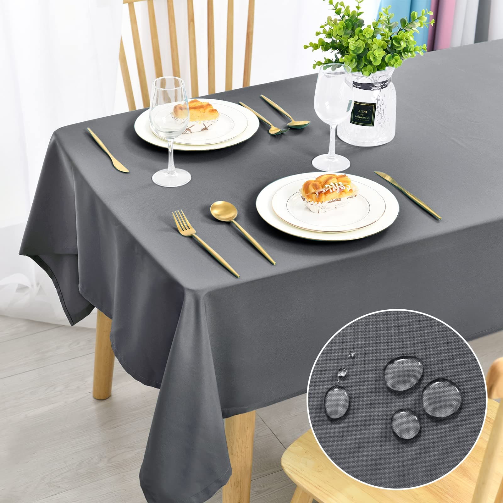 🌟 DWCN Hellgrau Tischdecke 140x200cm 🍽️ Abwaschbar & Wasserdicht - 11.76€