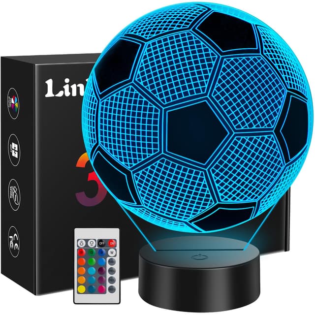 Linkax Fussball Geschenke Jungen Mädchen, Fußball 3D Nachtlicht Kinder Zimmer Deko