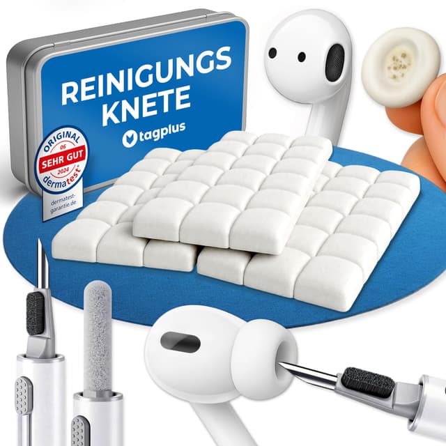 📱🎧 tagplus® Reinigungsknete Handy & Kopfhörer inkl. Profi Reinigungs-Tool 🧼🛠️