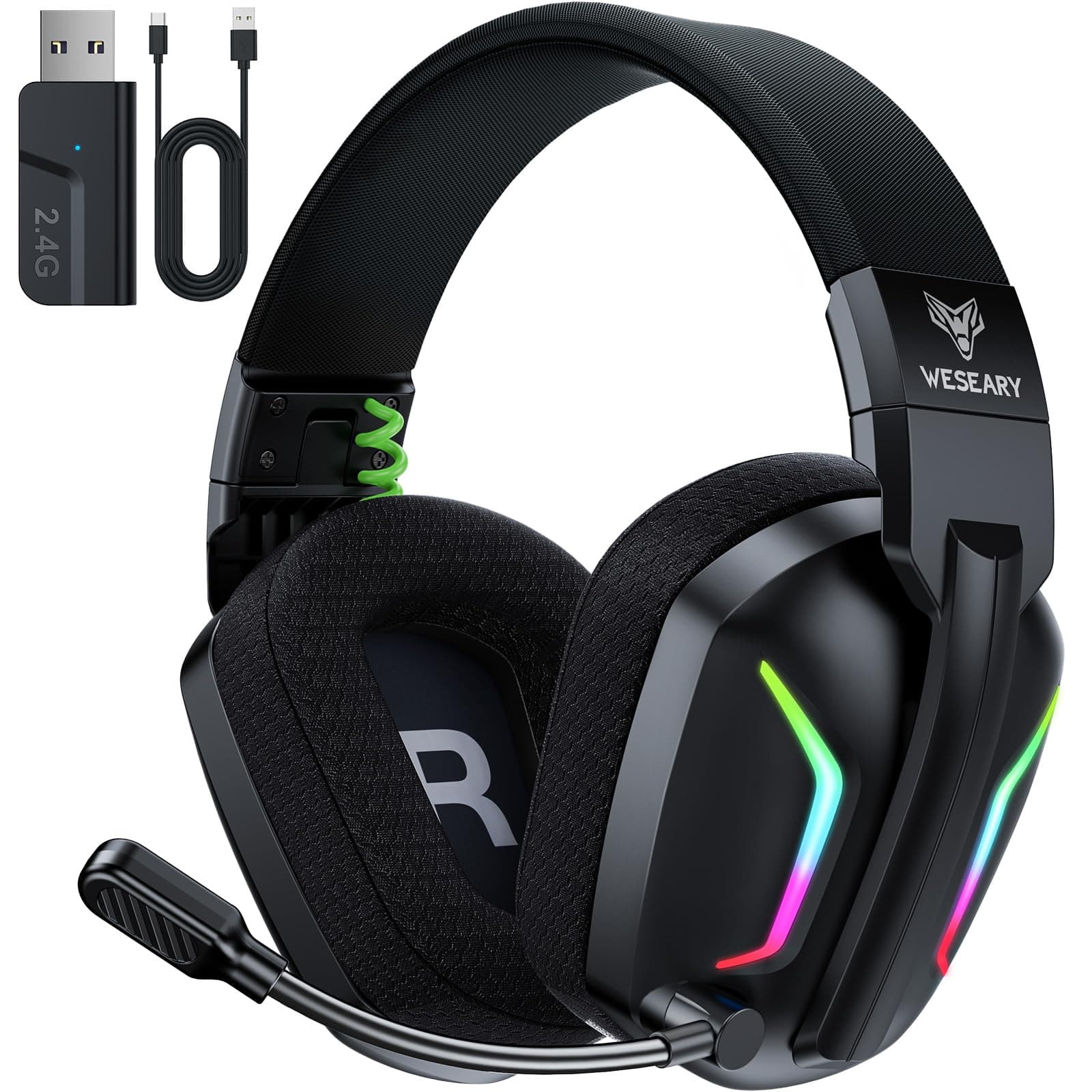 WESEARY WG1 Bluetooth Headset, 2,4G Gaming Headset Wireless mit Mikrofon für PS5, PS4, PC, Mac