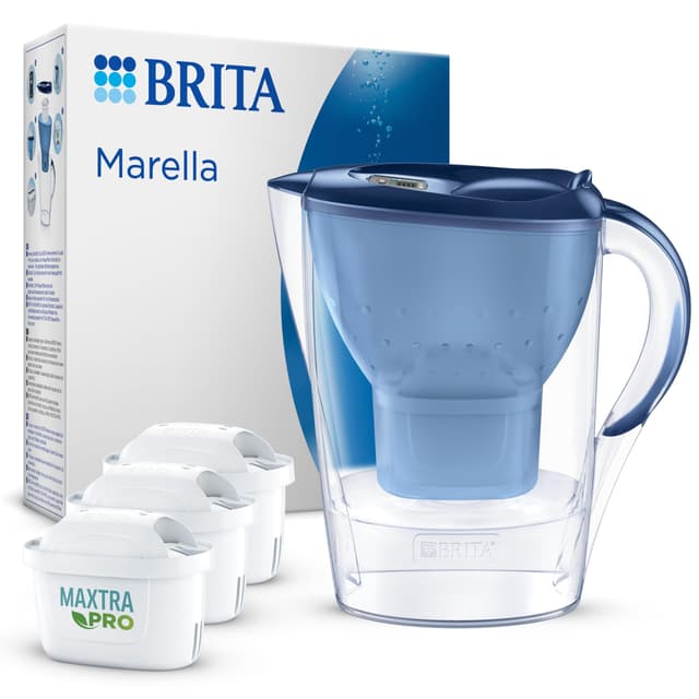 BRITA Wasserfilter Kanne Marella blau (2,4l) inkl. 3x MAXTRA PRO All-in-1 Wasserfilterkartusche