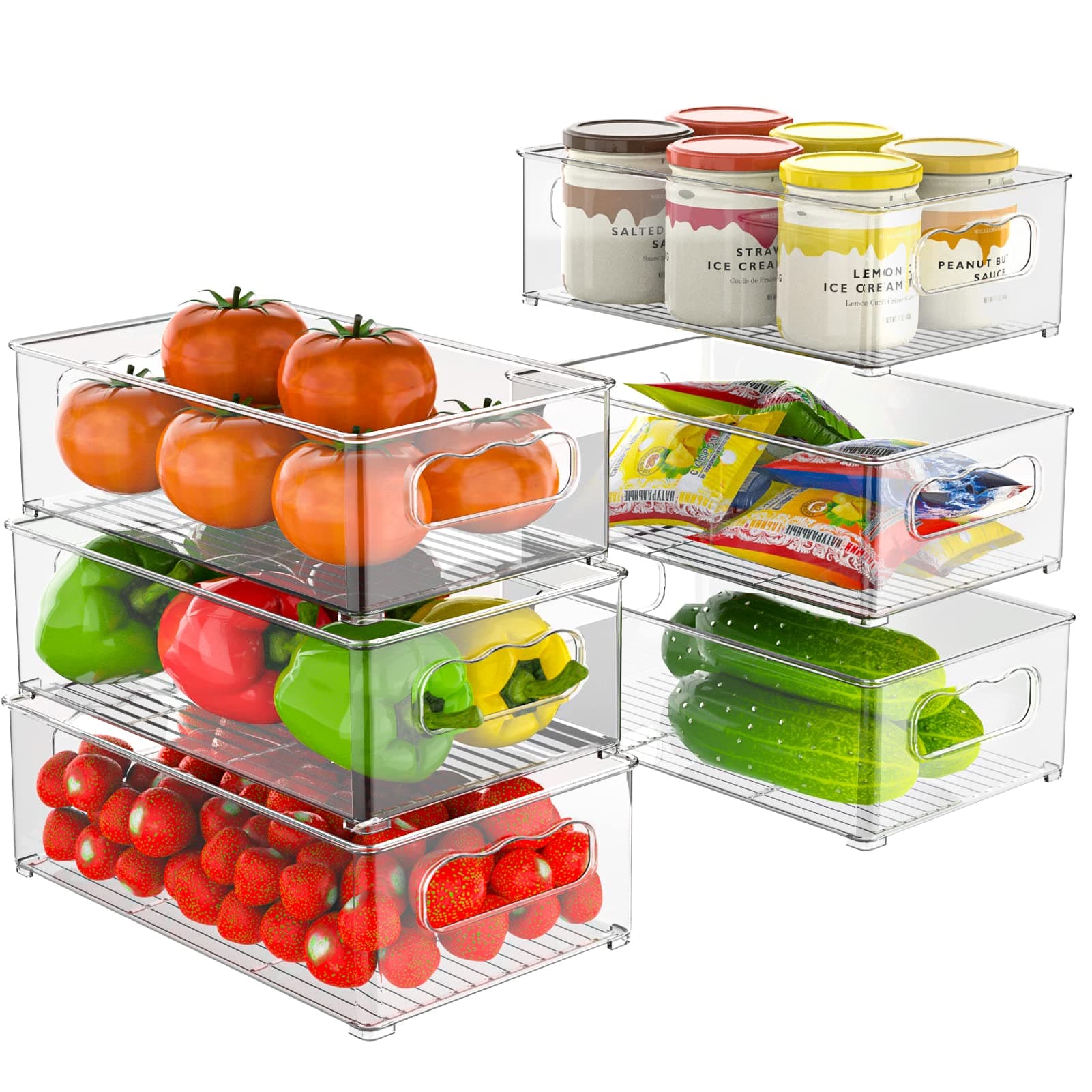 Kühlschrank Organizer Set - 6er Set 🌟 Küchenhelfer für Ordnung und Übersicht 🍎🥦