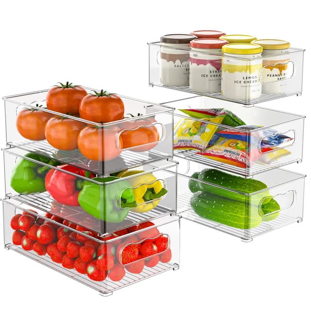 Kühlschrank Organizer Set - 6er Set 🌟 Küchenhelfer für Ordnung und Übersicht 🍎🥦