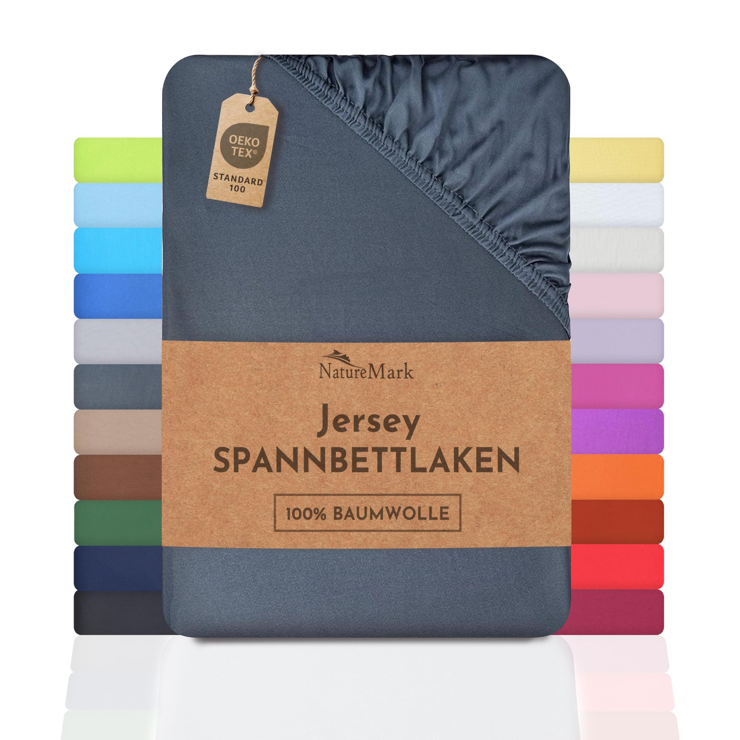 Angebot: NatureMark Jersey Spannbettlaken in Anthrazit Grau