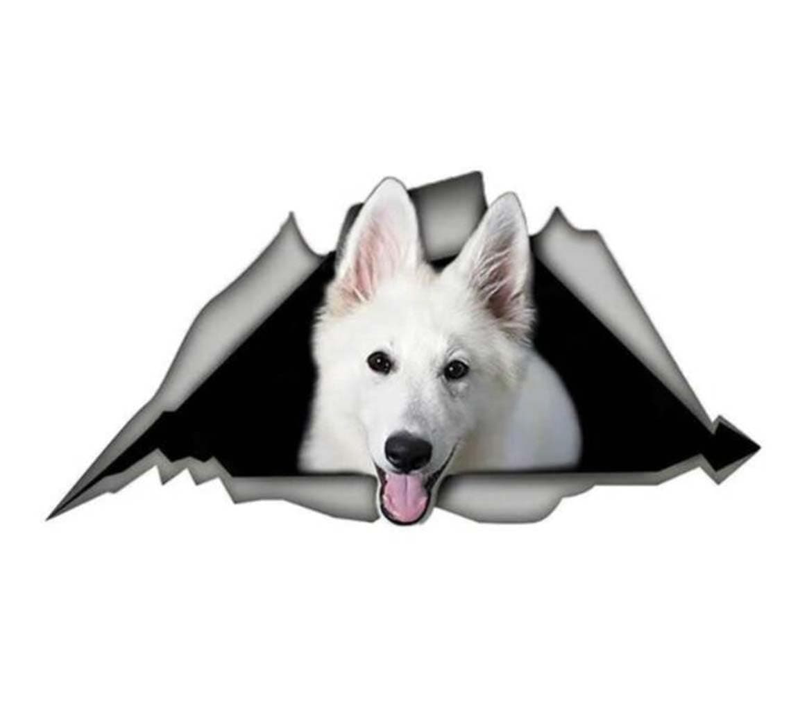 Autoaufkleber 15cm Weißer Deutscher Schäferhund 🐕🚗