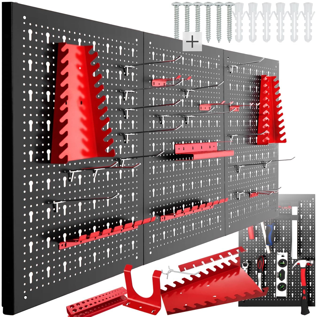 🔧🔨 tectake® Werkzeug Lochwand aus Metall, 120 x 60 x 2 cm - 3tlg 3-tlg. Angebot! 🔨🔧