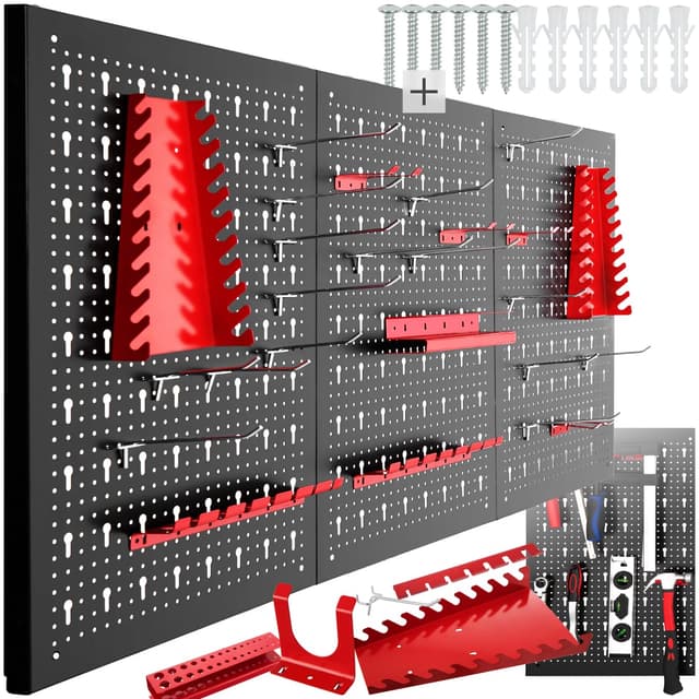 🔧🔨 tectake® Werkzeug Lochwand aus Metall, 120 x 60 x 2 cm - 3tlg 3-tlg. Angebot! 🔨🔧