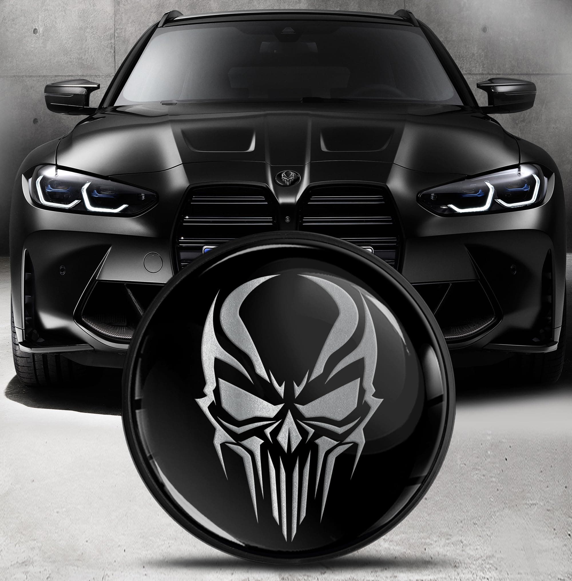 🚗 Biomar Labs Motorhaube Kofferraum Plakette Abzeichen 82mm für BMW 51148132375 Totenkopf Skull EO 6