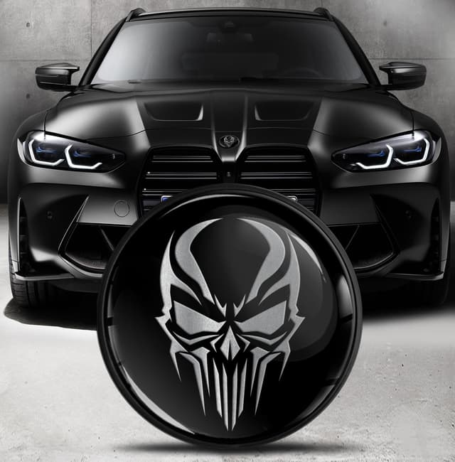🚗 Biomar Labs Motorhaube Kofferraum Plakette Abzeichen 82mm für BMW 51148132375 Totenkopf Skull EO 6