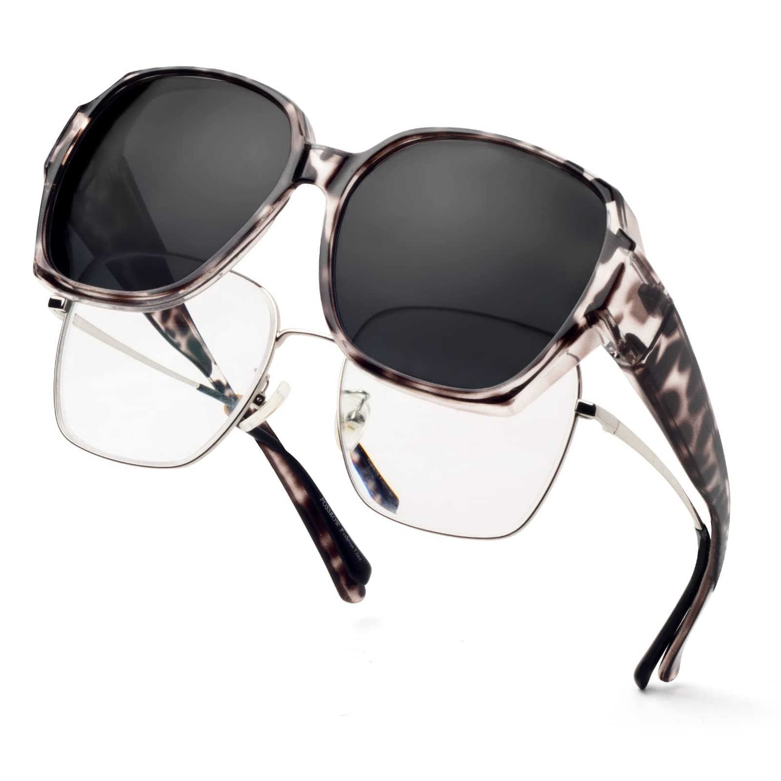 😎 Face Shadow Überzieh Sonnenbrille Übergroß Polarisiert - Überbrille für Brillenträger Damen