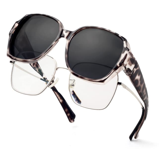 😎 Face Shadow Überzieh Sonnenbrille Übergroß Polarisiert - Überbrille für Brillenträger Damen