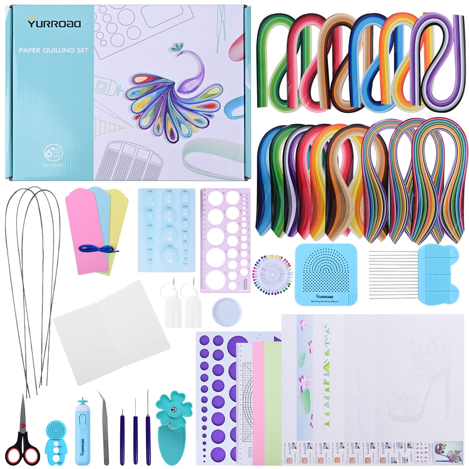 YURROAD Quilling Set mit Quilling Papierstreifen Quilling Werkzeug 15packs