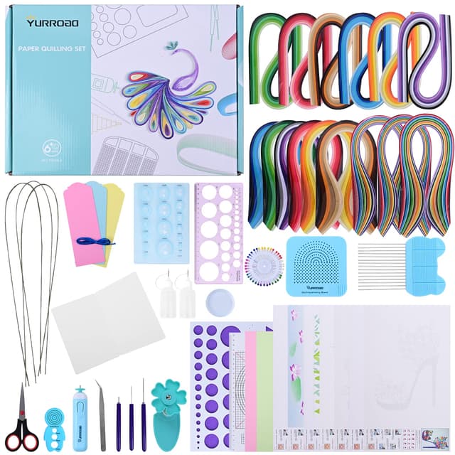 YURROAD Quilling Set mit Quilling Papierstreifen Quilling Werkzeug 15packs
