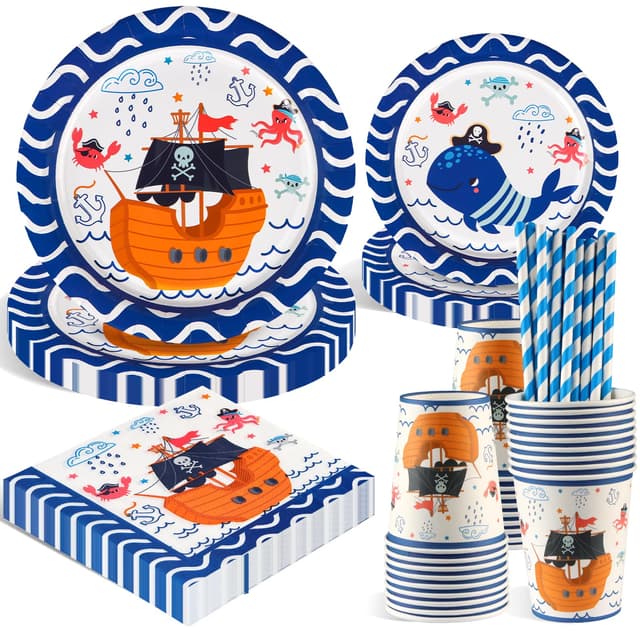 🎉 Tolles Piraten Partygeschirr Set für Kindergeburtstag! 🏴‍☠️