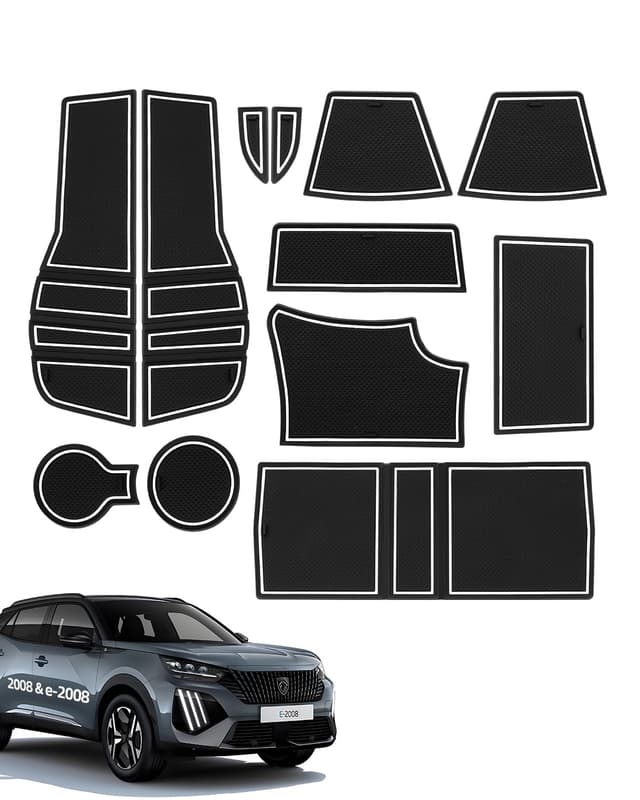 LANGBEAN Antirutschmatten für Peugeot 2008 e-2008 12 Stück Schwarz & Weiß 🚗