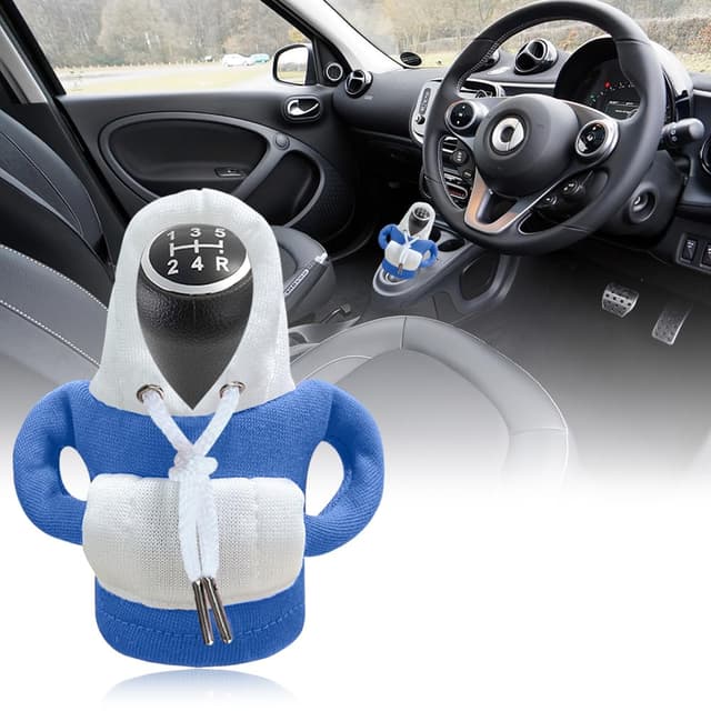 Auto Schaltknauf Abdeckung - Schalthebel Hoodie Überzug für Dekoration - Blau Weiß