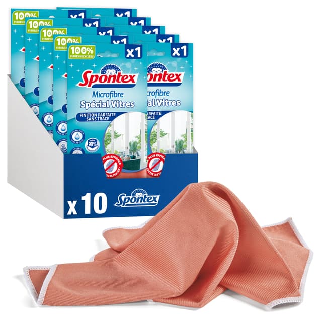 🧼🪟 Spontex Mikrofaser-Reinigungstücher für Fenster - 10 Stück