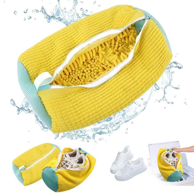 👟🧼 Super Deal: Schuhwaschbeutel Waschmaschine mit 360° Reinigungsflusen - Gelb