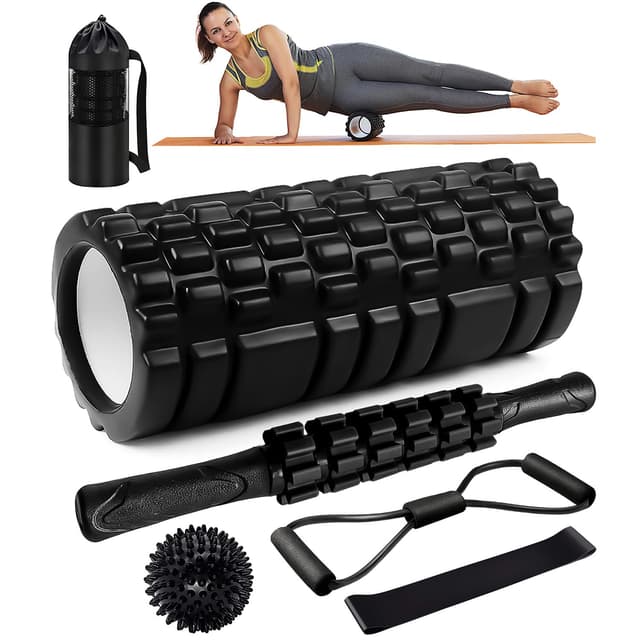 🌟 Faszienrolle, Qveetry 6 in 1 Foam Roller Set 🧘‍♂️
