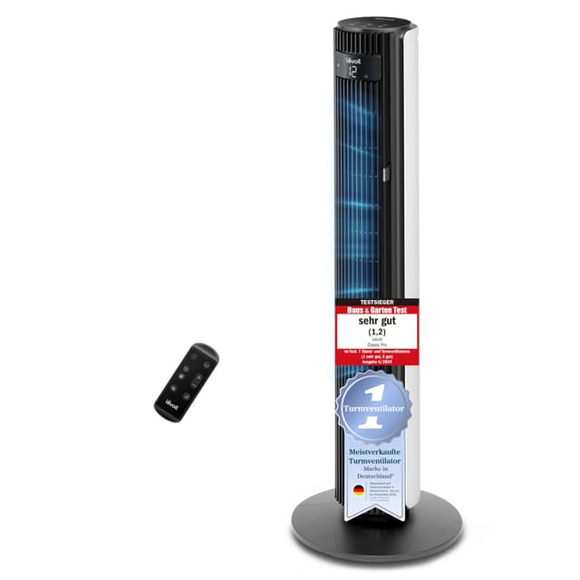 Levoit - DC Motor großer Turmventilator 🌀 - sehr leise Ventilator 🌬️ - Fan mit Fernbedienung Kühlung 🌡️ - 90° Oszillierender Tower Fan 🔄 - 7,9m/s Geschwindigkeit 🌪️ - Standventilator 4 Modi/12 Stufen/12 Std Timer