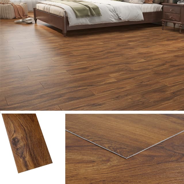 Livelynine Vinylboden Selbstklebend Holzoptik Nussbaum 90x15CM PVC Bodenbelag Selbstklebend Holz-Effekt Dunkelbraun 36-Stück 🌟