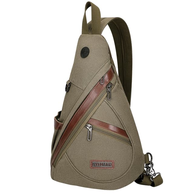WITZMAN Sling Bag Herren 🎒 Umwandelbarer Sling 3 in 1 Schultertasche Rucksack Travel Crossbody Bag Daypack Herren Armeegrün