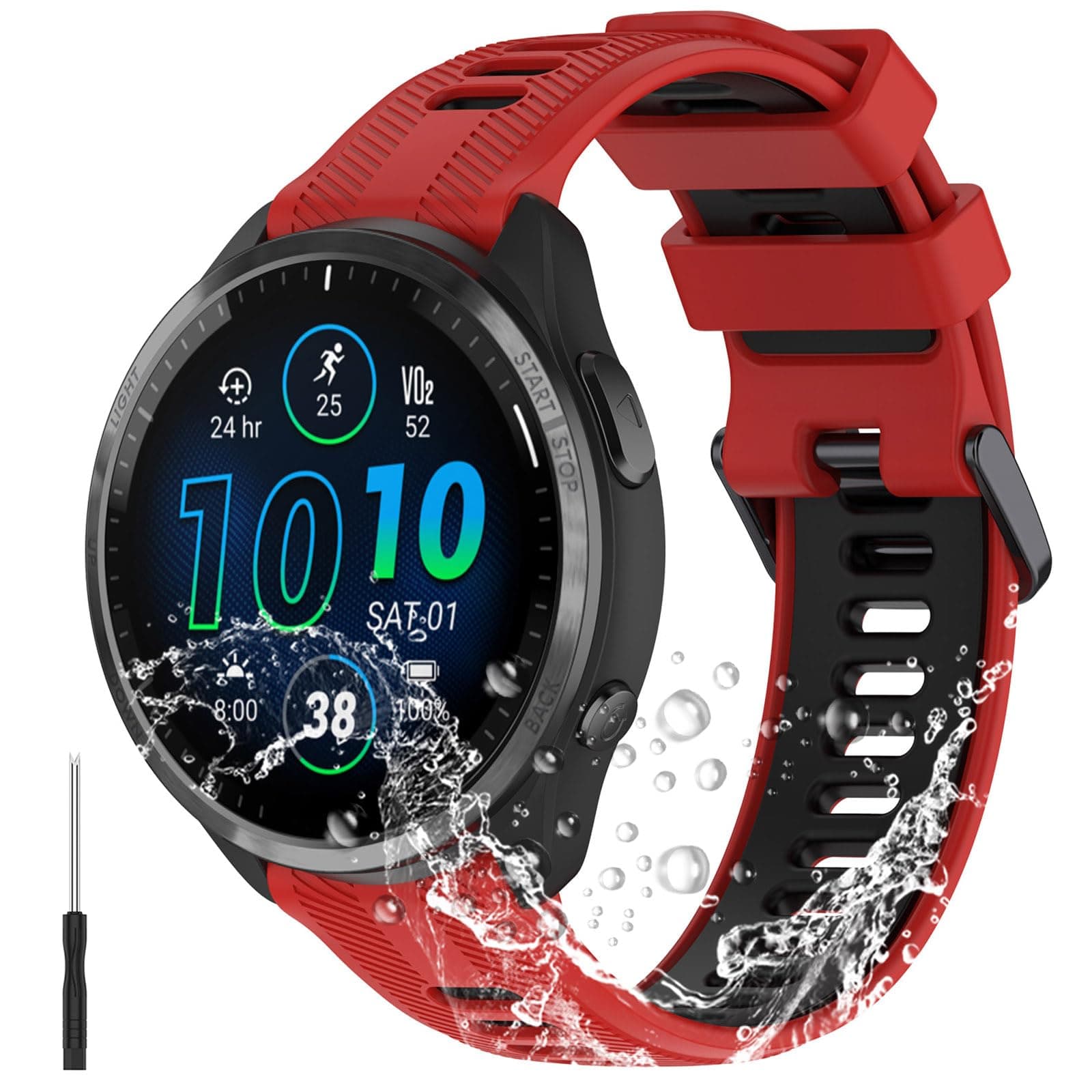Miimall Silikon Armband für Garmin Forerunner 965/955/945/935/Fenix 7/6/5 ⌚️🔴⚫️