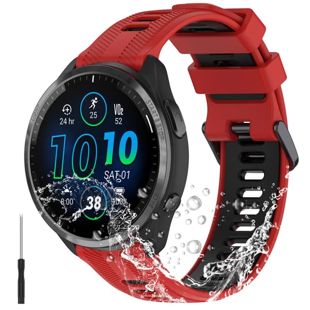 Miimall Silikon Armband für Garmin Forerunner 965/955/945/935/Fenix 7/6/5 ⌚️🔴⚫️