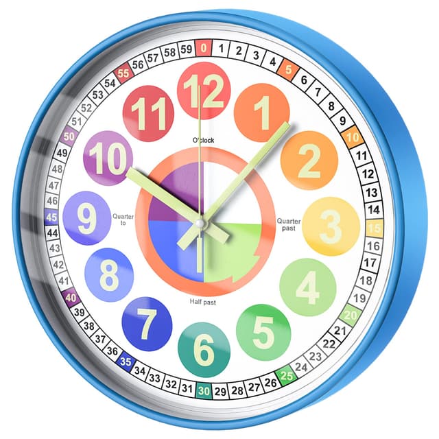 HOSTON Kinderuhr, 12 Zoll Moderne Lernende Uhr für Kinder - Lila Blau ⭐⏰⭐