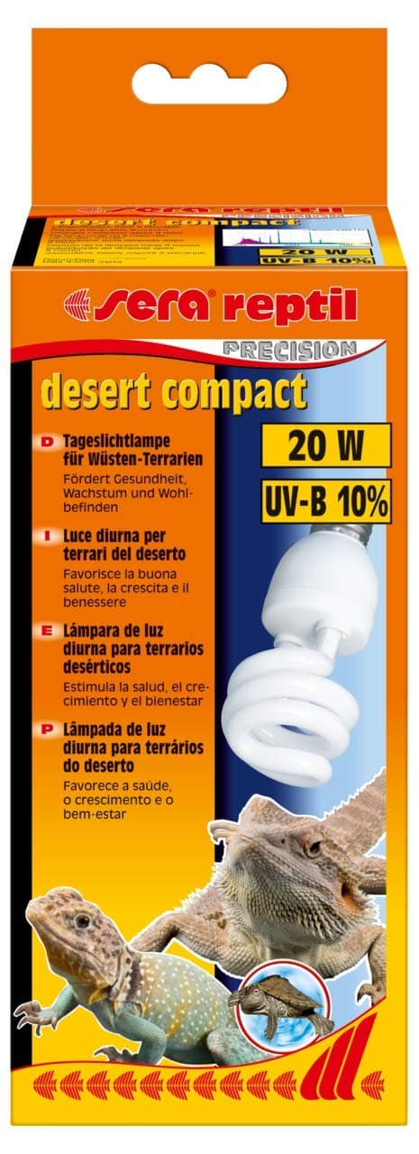 🦎🔆 Sera Reptil Desert Compact 20 W - Beleuchtung für Wüstenterrarien, Weiß