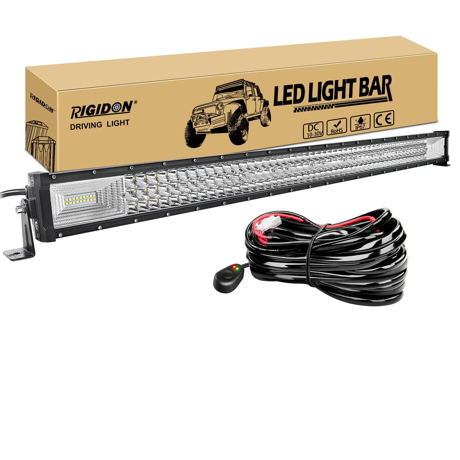 RIGIDON Dreireihige LED Lichtleiste KFZ 42 Zoll 540W Offroad Beleuchtung