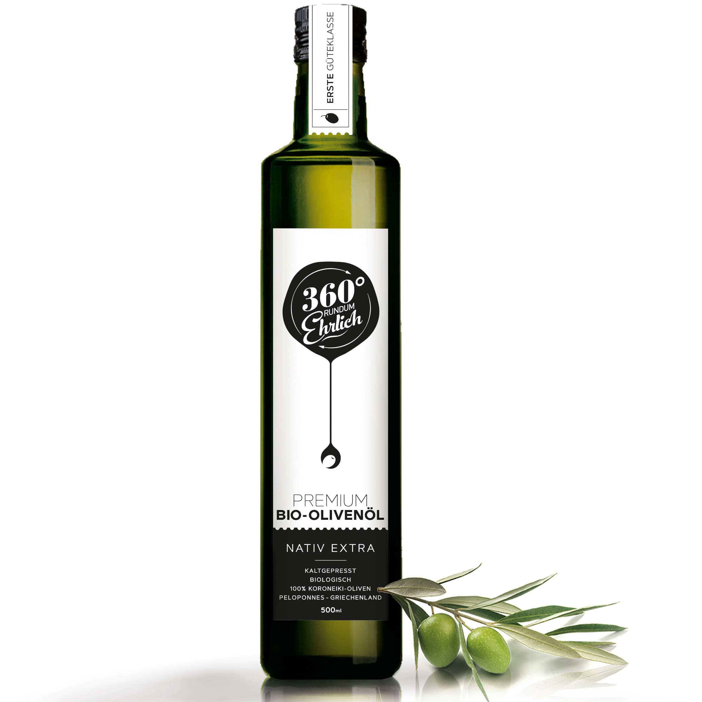 Premium Bio Olivenöl kaltgepresst aus Griechenland | 500ml | 100% Koroneiki-Oliven