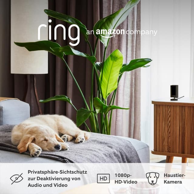 🏠📹 Zertifiziert und generalüberholt Ring Innenkamera (Indoor Camera 2. Gen.) | Überwachungskamera für den Innenbereich | 1080p-HD-Video, WLAN 🐶