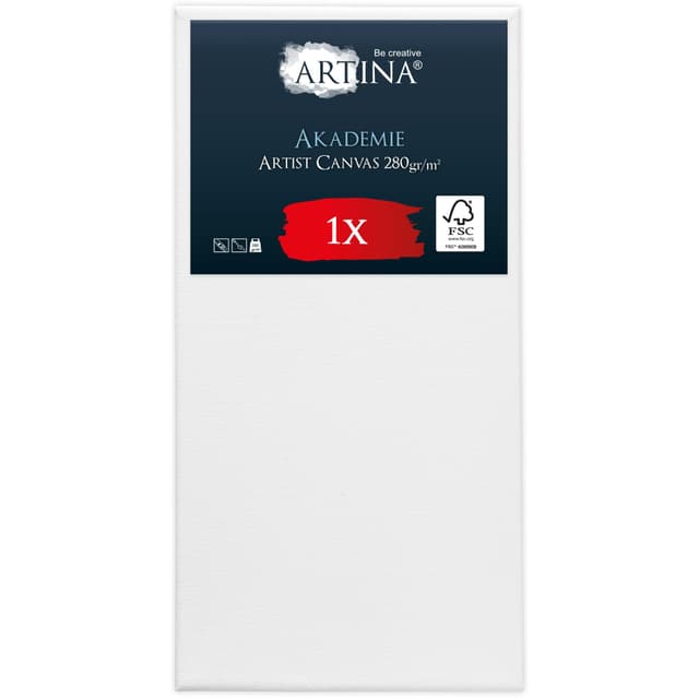 🎨 Artina FSC® Keilrahmen Leinwand 50x100 cm - 100% Baumwolle Canvas für Acrylfarben - Weiß