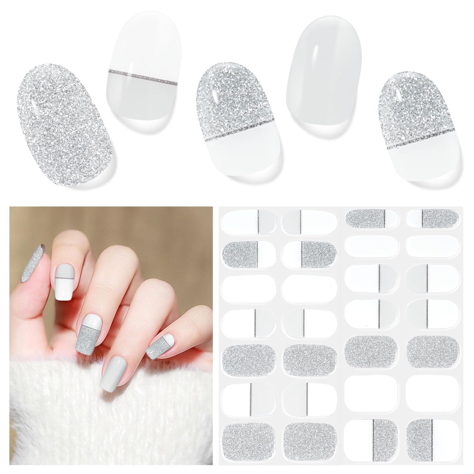 🌟 Nagelfolie UV Härtend - 28 Stück Nagelaufkleber 🌈